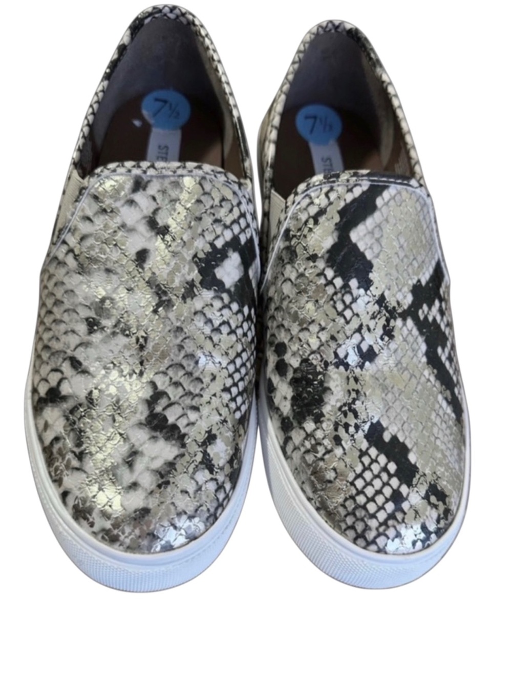 Steve Madden Metallic Snake Print Slip On Sneakers 
Women’s 7.5